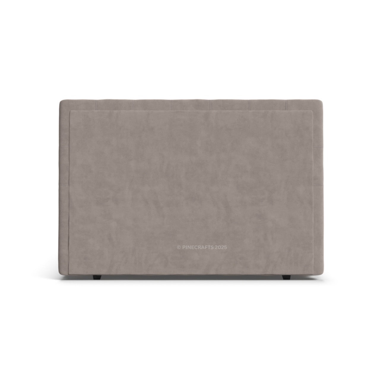 Gray fabric box with a brand logo on a white background