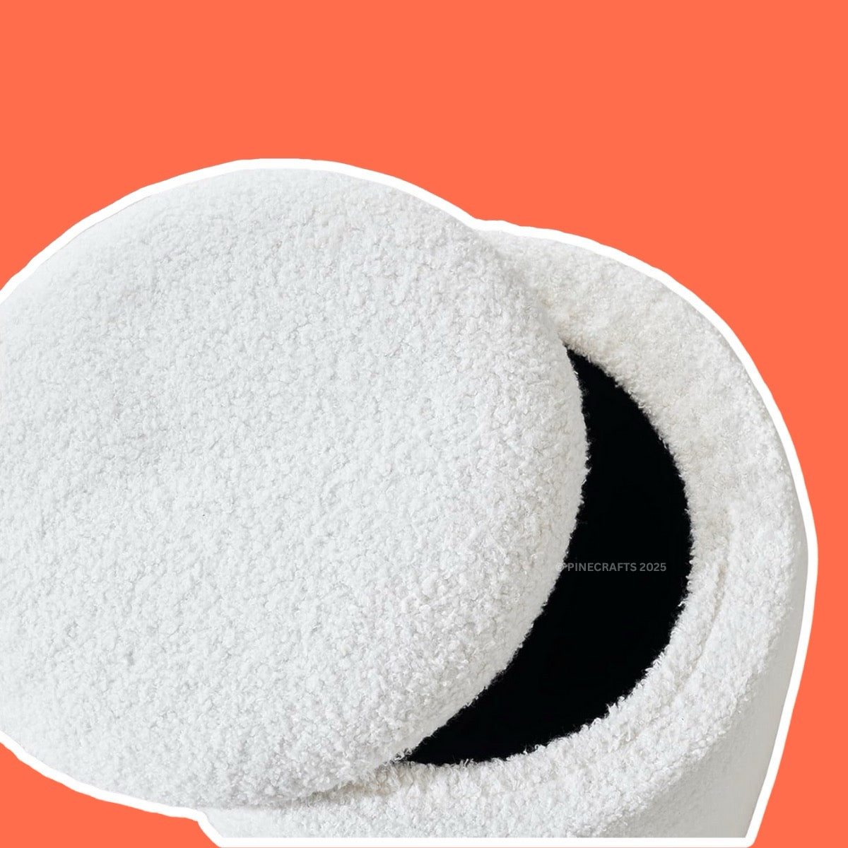 White textured object on a red background