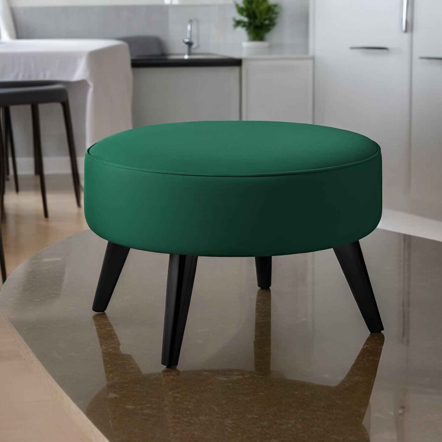 PineCrafts Round Shape Puffy Ottoman (Green)