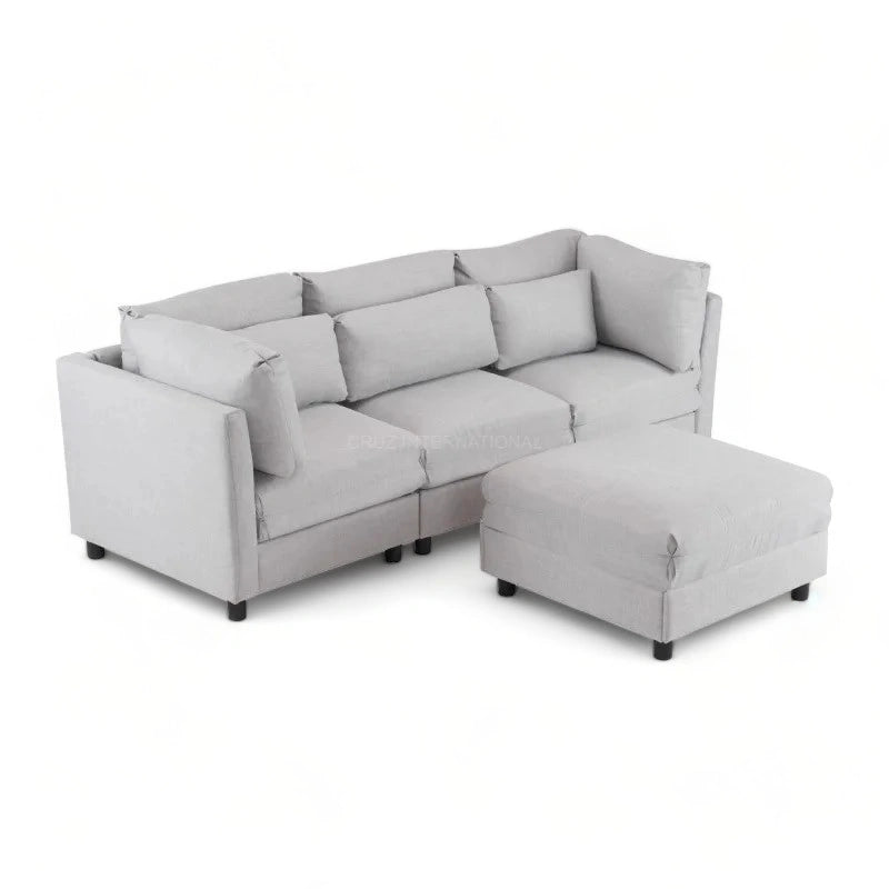 Modern Cute Look 4 Seater L Shape Fabric Sofa