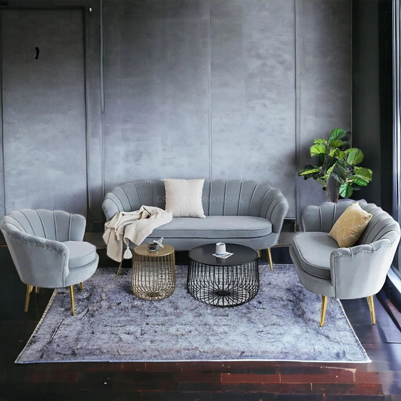 Modern Cute Look 3 Seater Fabric Sofa Set