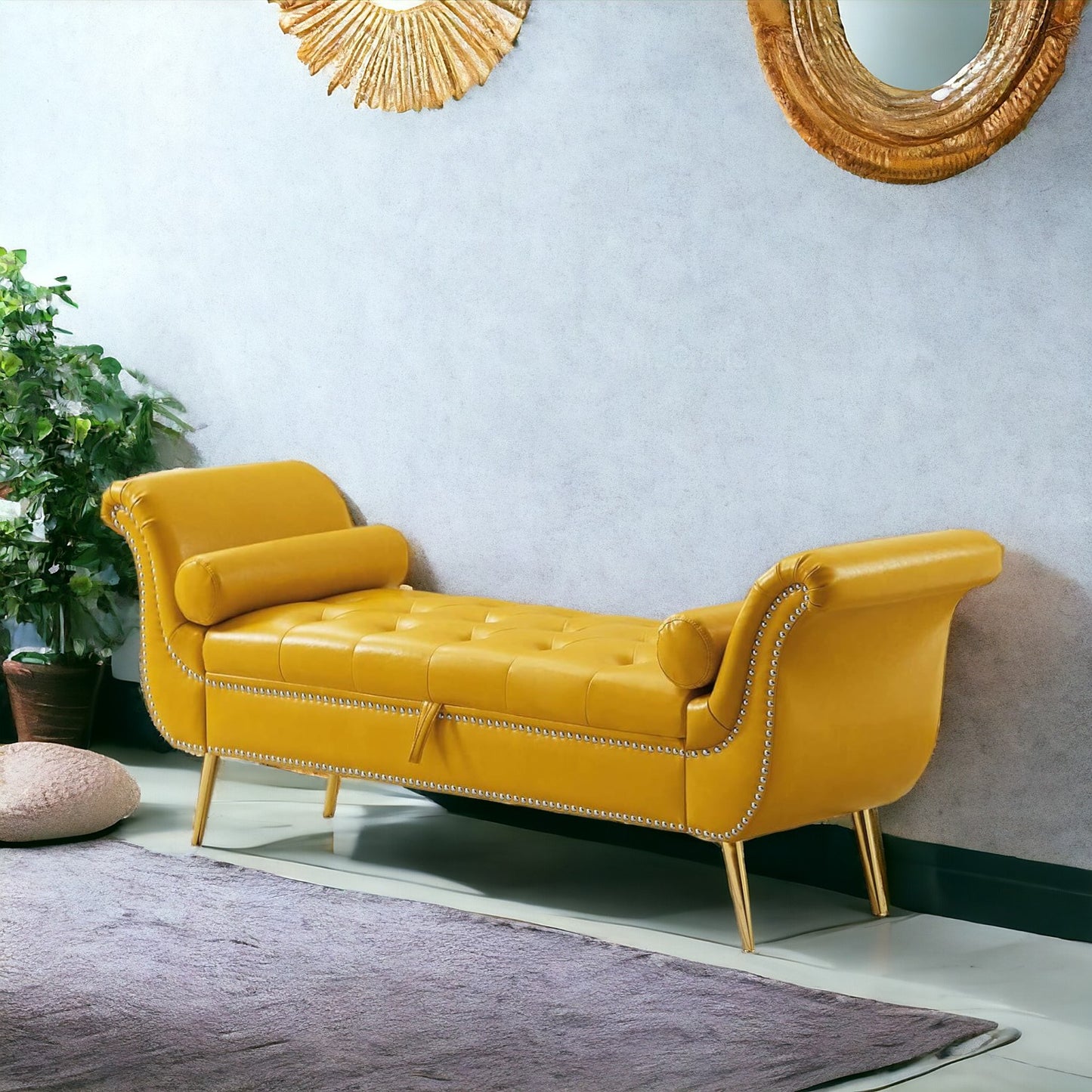 Velvet Button Tufted 3-Seater Sofa