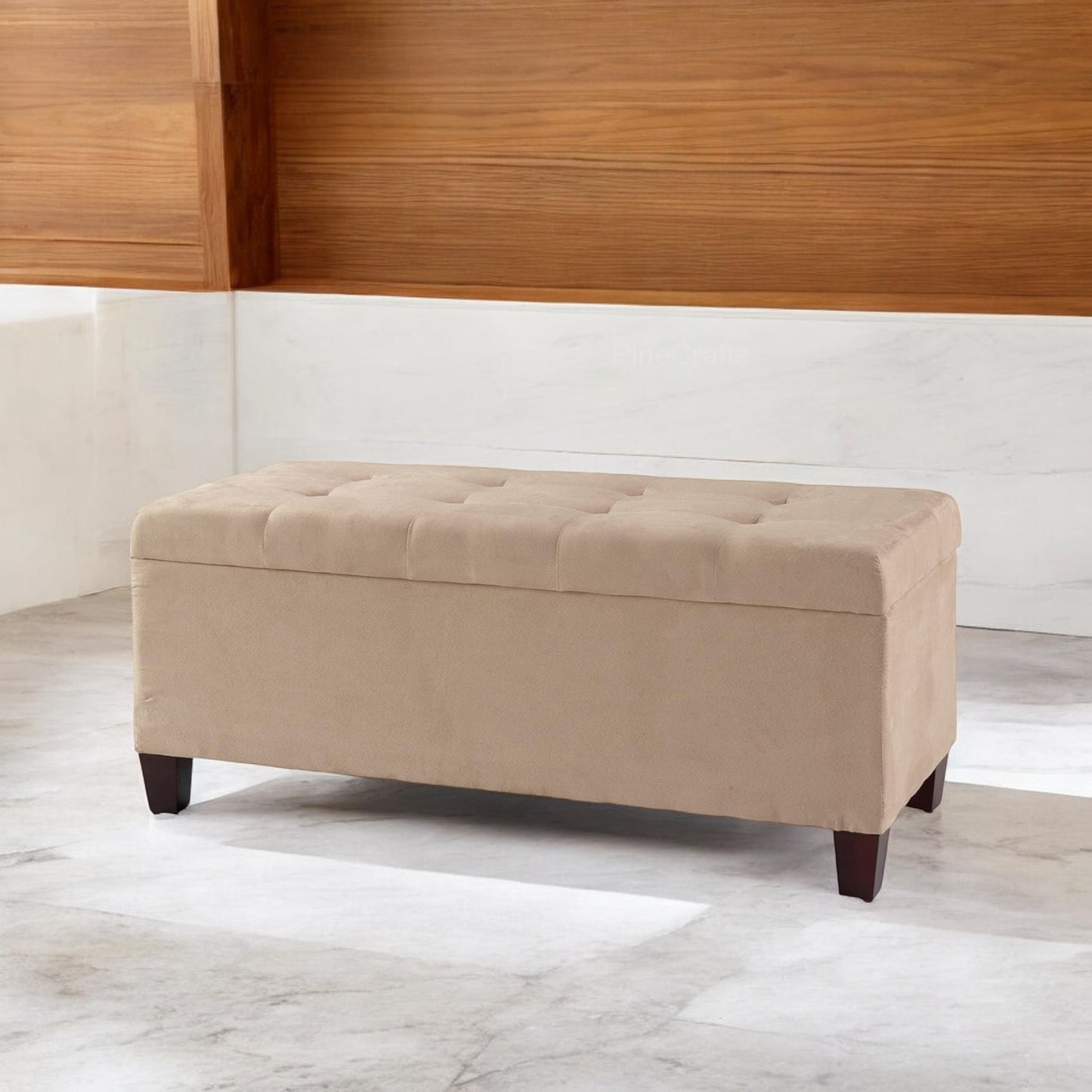 Velvet Bench Ottoman with Glossy