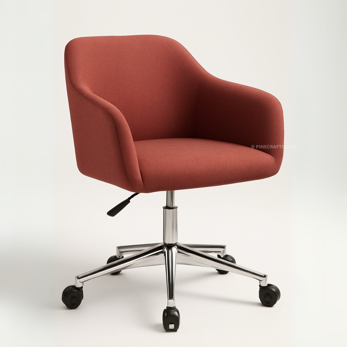Red office chair with a chrome base on a white background