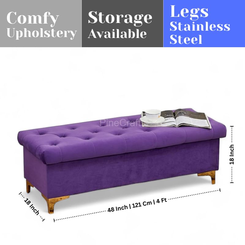 Plush Velvet Settee, Bench & Ottoman Set with Storage