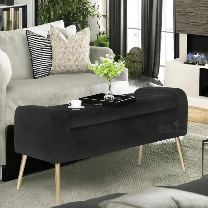 Living Room Solid Wood Modern Bench - Settee & Diwaan - CRUZ INTERNATIONAL - Furniture Store