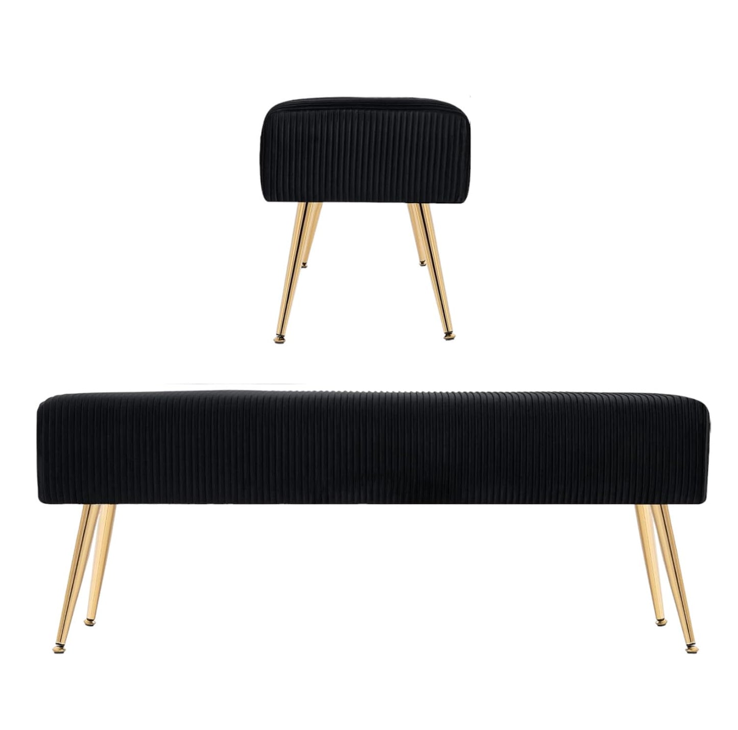 PineCrafts Velvet Settee & Bench - Durable Solid Wood Frame - Ideal for Living Room & Bedroom Decor (Master Black)