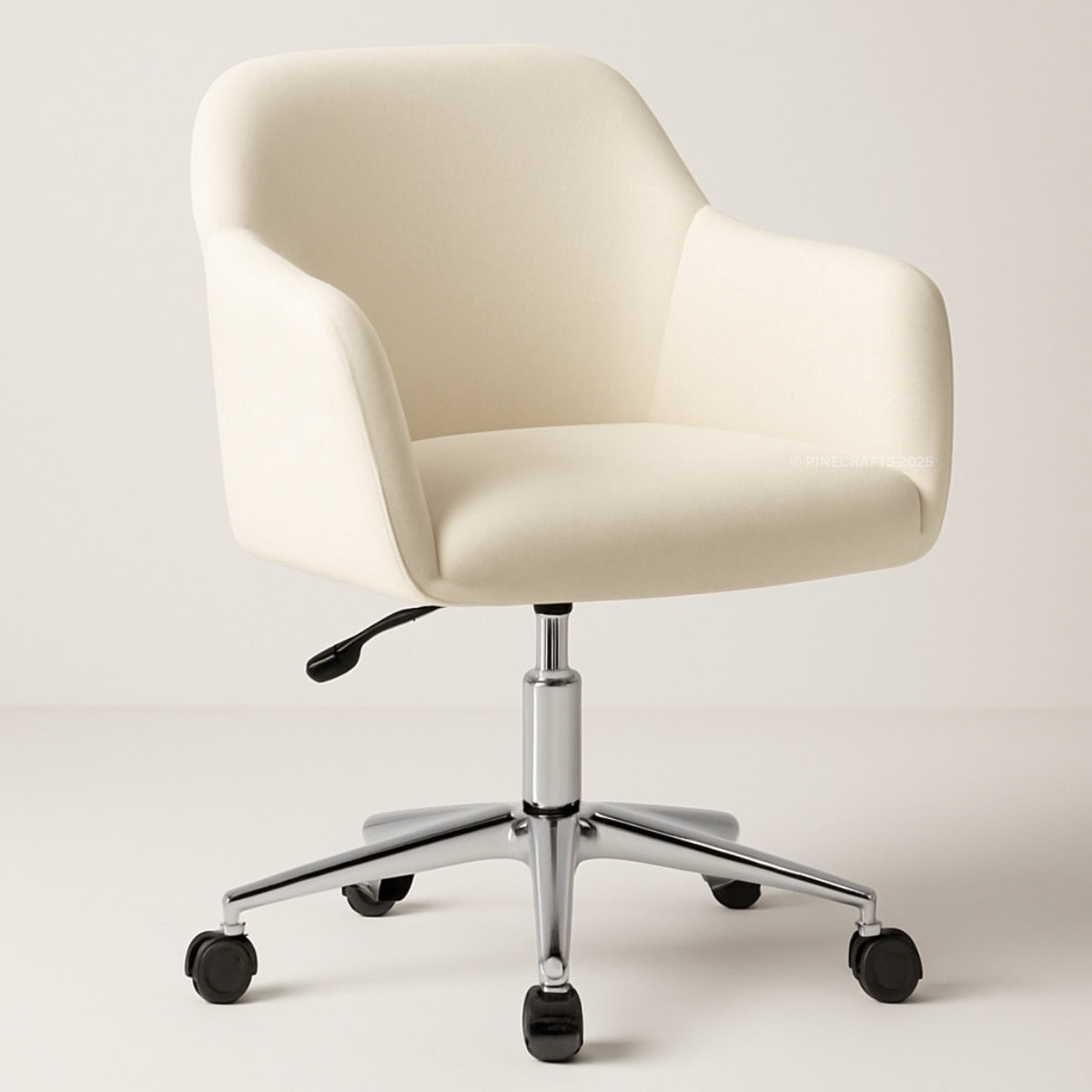Beige office chair with a chrome base on a light background