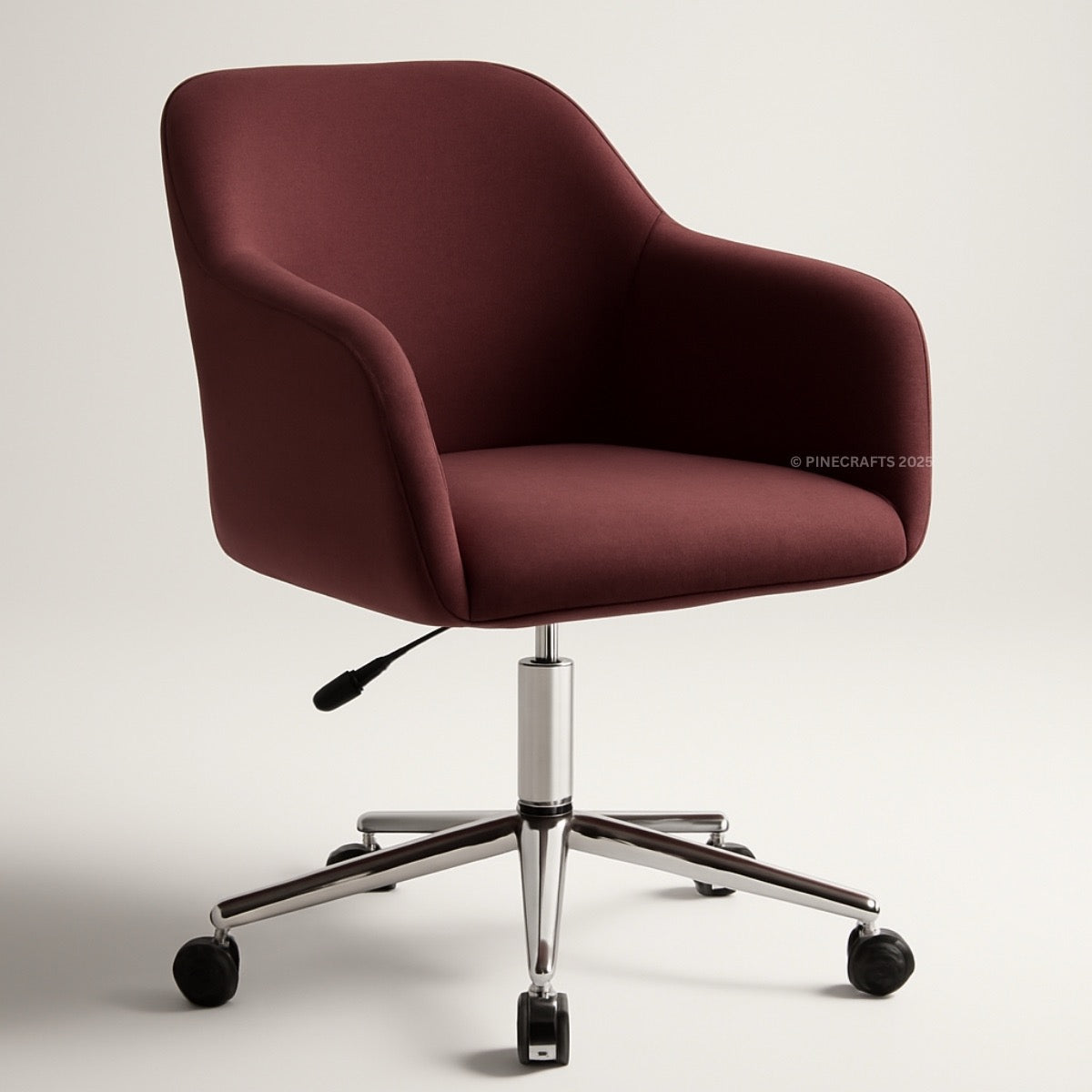 Maroon office chair with chrome base on a light background