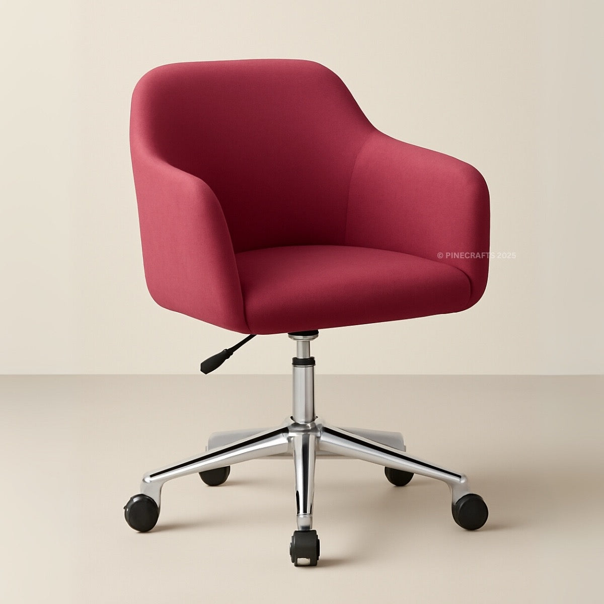 Red office chair with a beige background