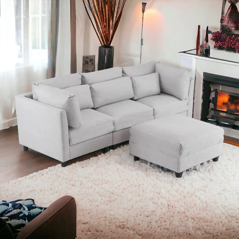 Modern Cute Look 4 Seater L Shape Fabric Sofa