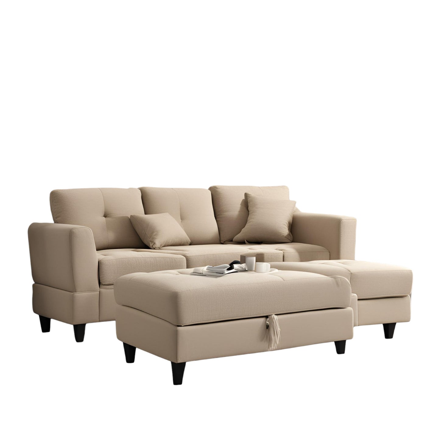 Custom-Made Wooden Bench with Fabric