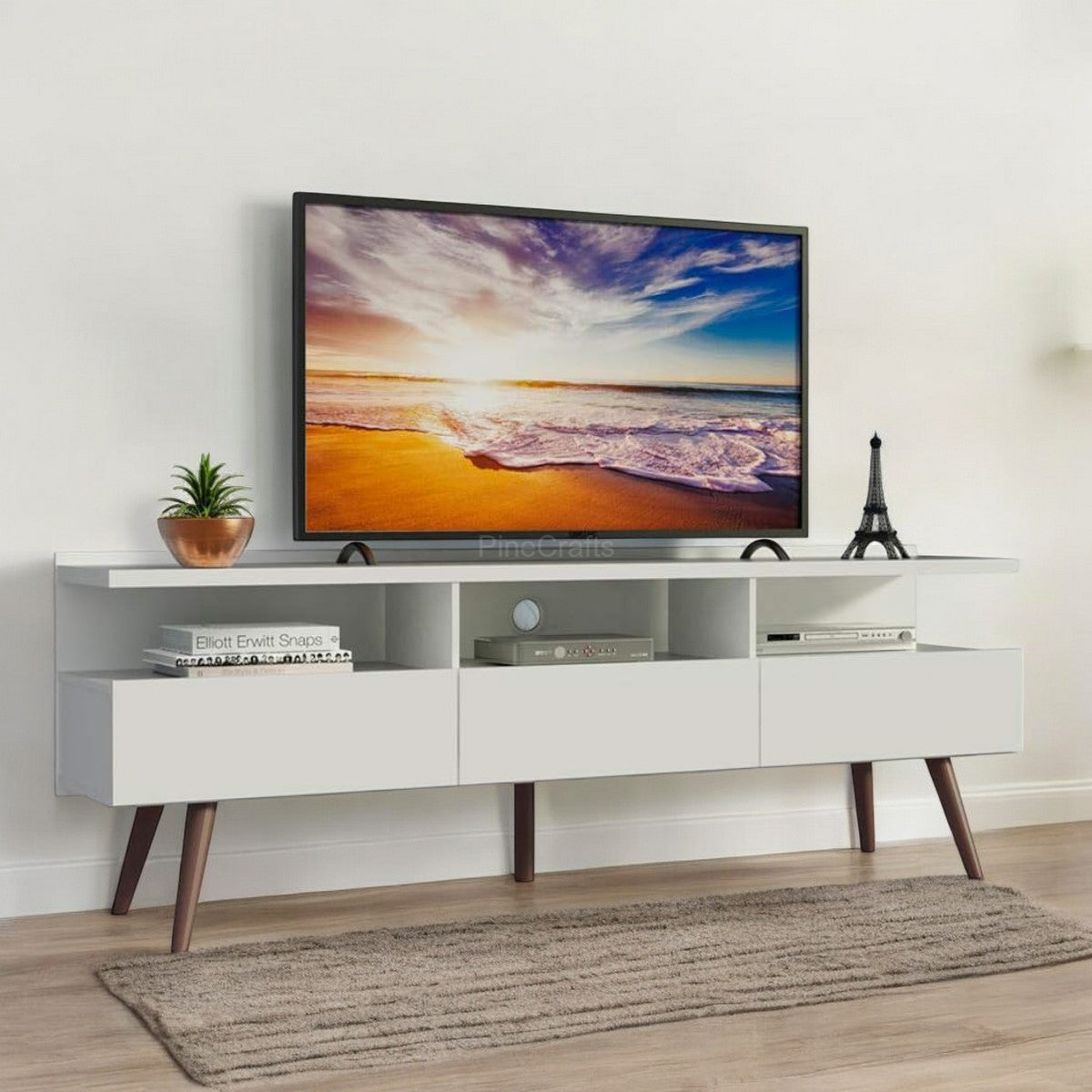 Vintage TV Unit with Open Shelving