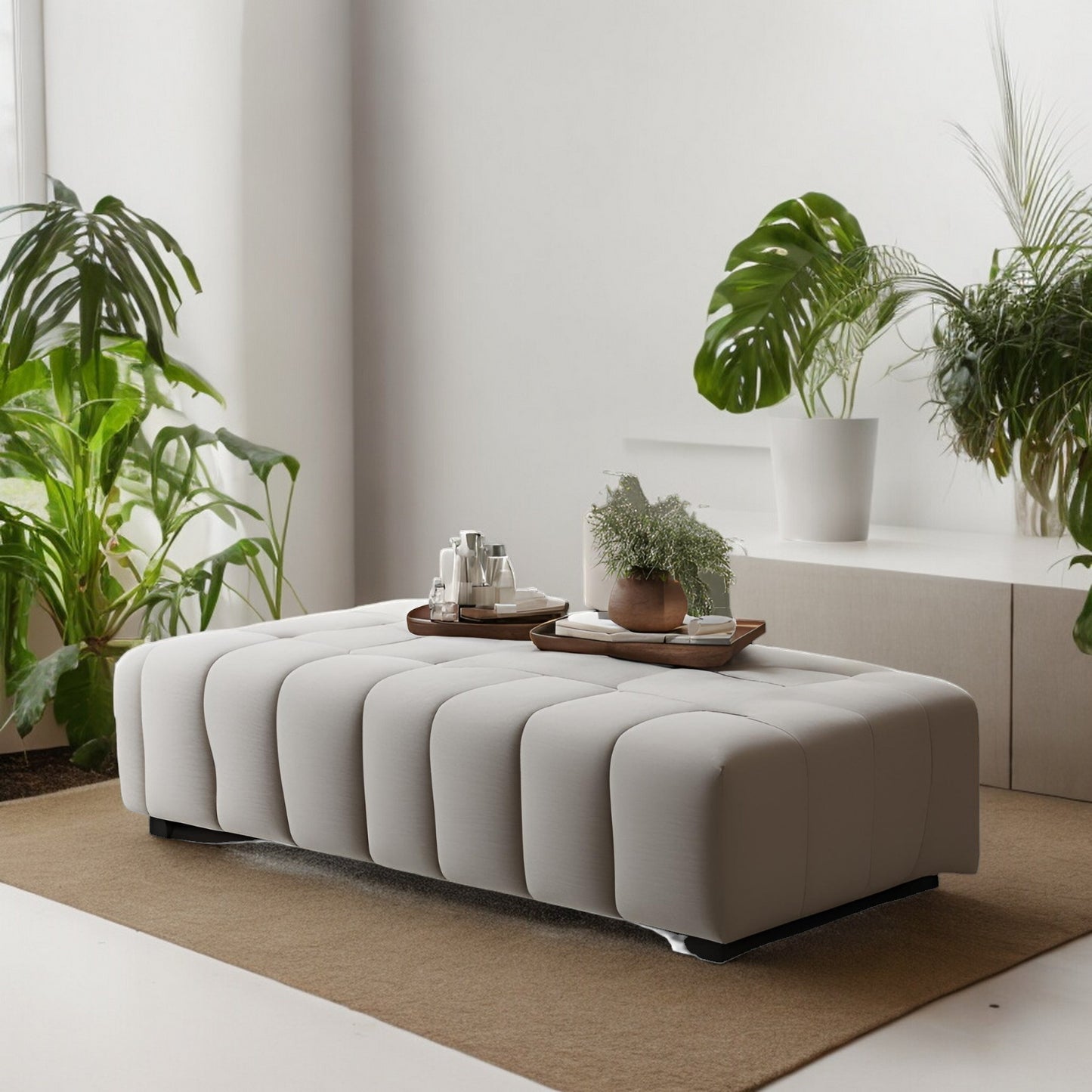 Luxury Wooden Bench with Velvet Cushion