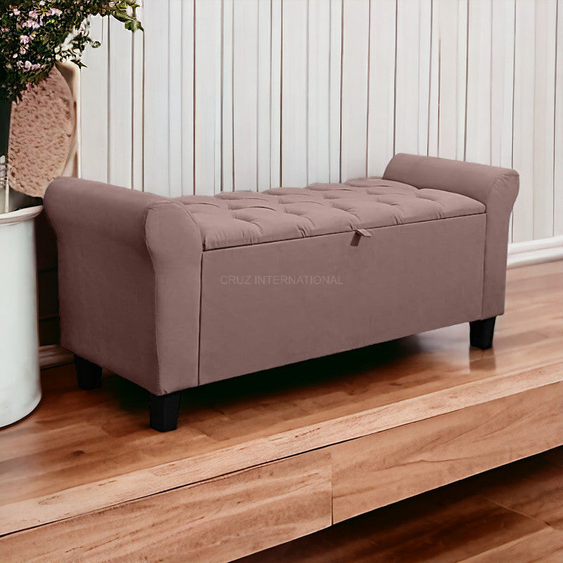 Velvet Fabric Ottoman Bench Couch with storage