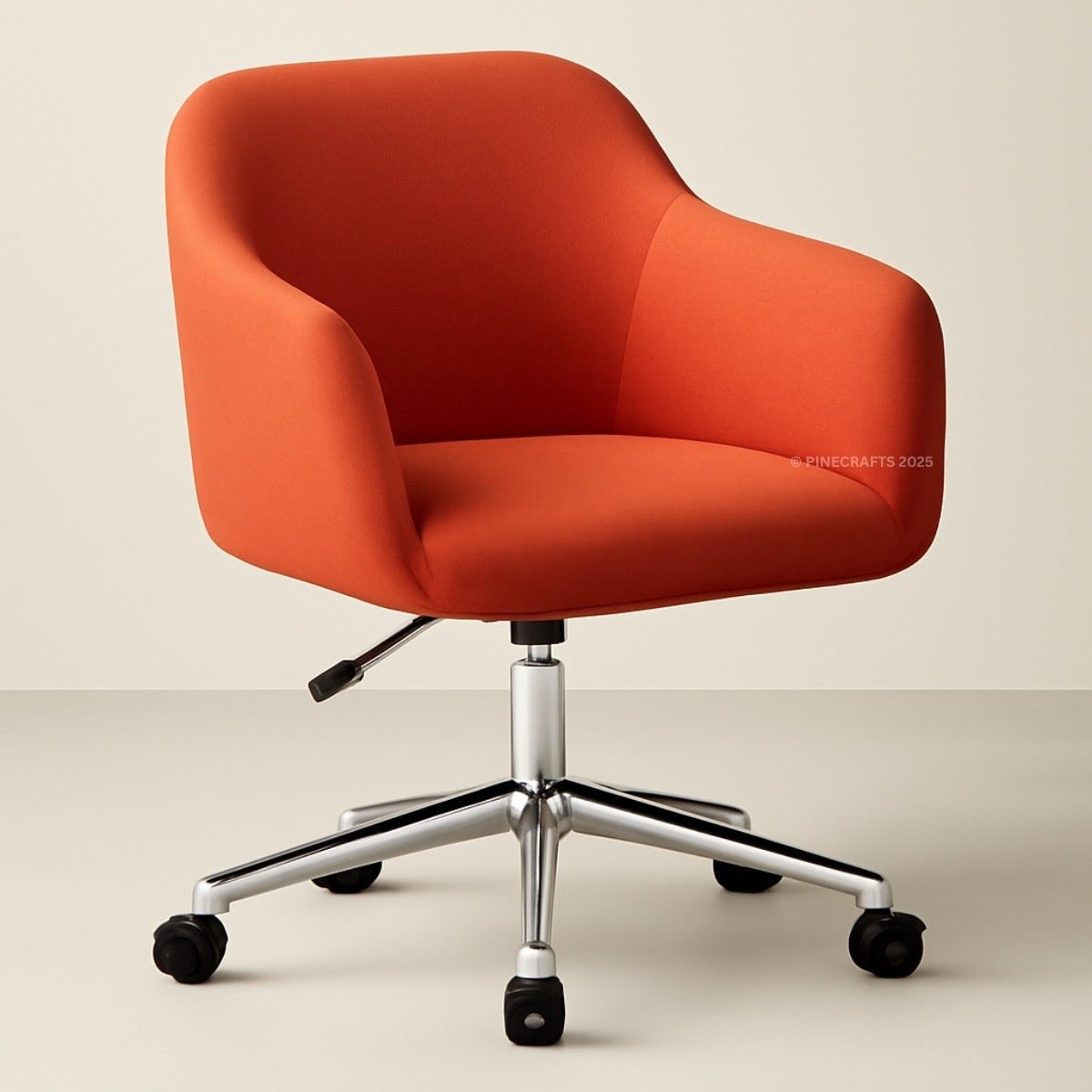 Orange office chair with a beige background