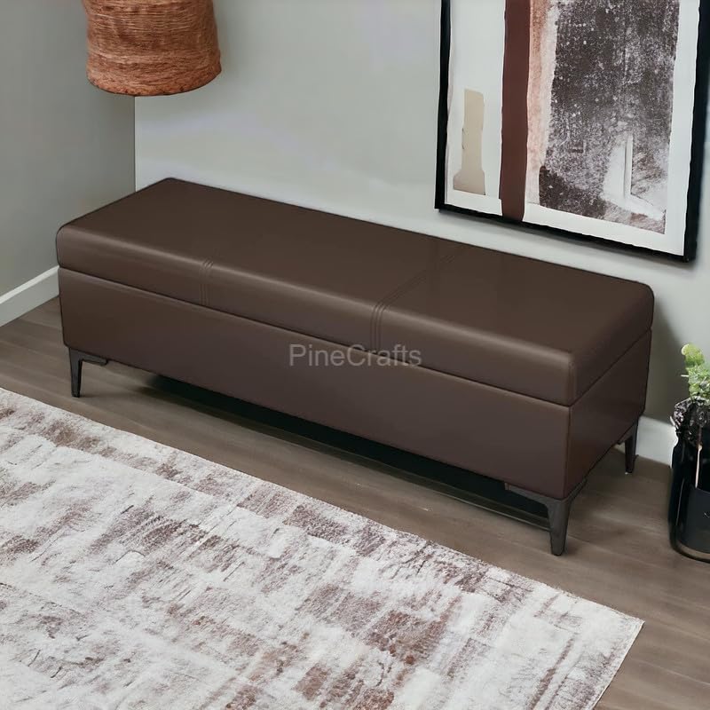 PineCrafts Elegant Velvet Settee, Bench & Storage Ottoman - Solid Wood Frame - Luxurious Multi-Functional Furniture (Orange)