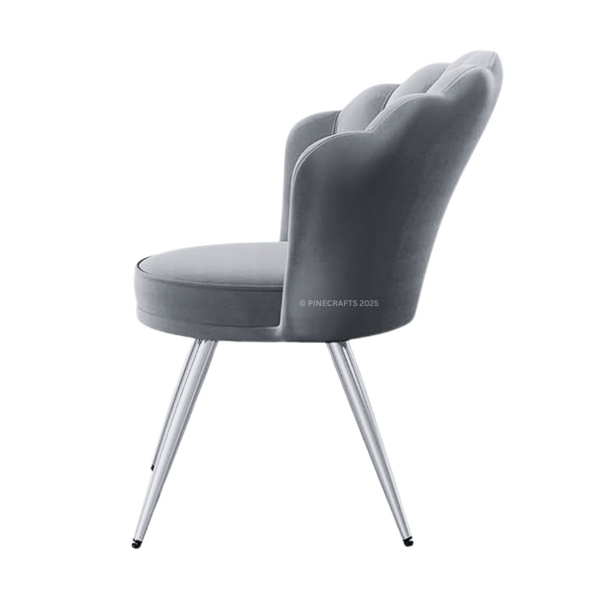Gray chair with silver legs on a white background