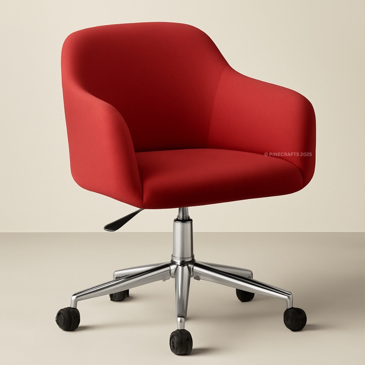 Red office chair with a beige background