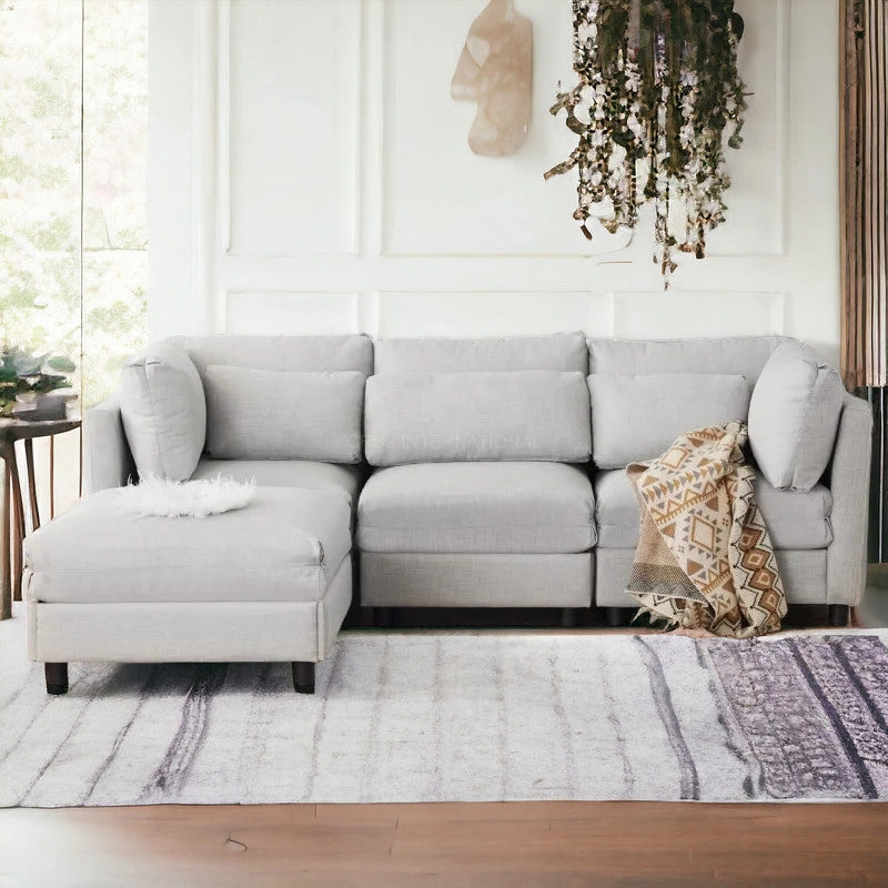 Modern Cute Look 4 Seater L Shape Fabric Sofa
