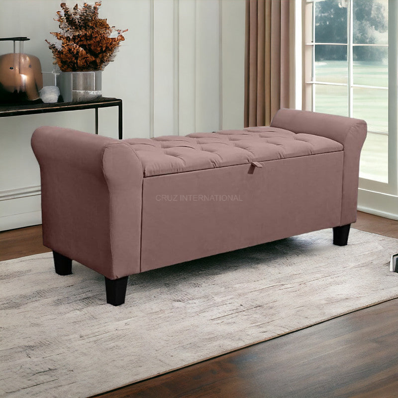 Velvet Fabric Ottoman Bench Couch with storage