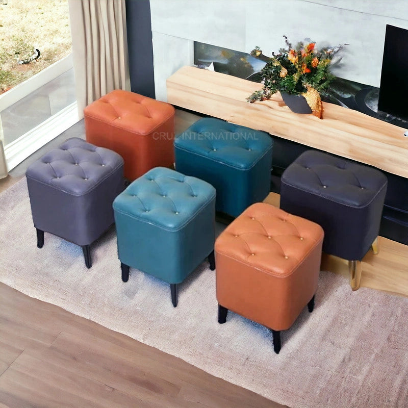Modern Look Cute Fabric Ottoman Footrest