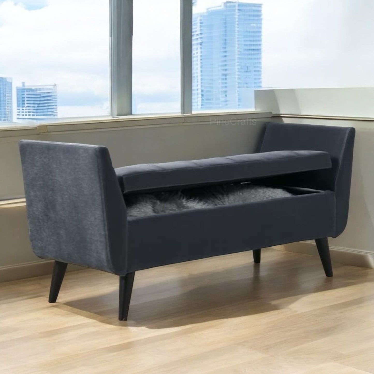 Velvet Classic Tufted Settee – 3-Seater Sofa