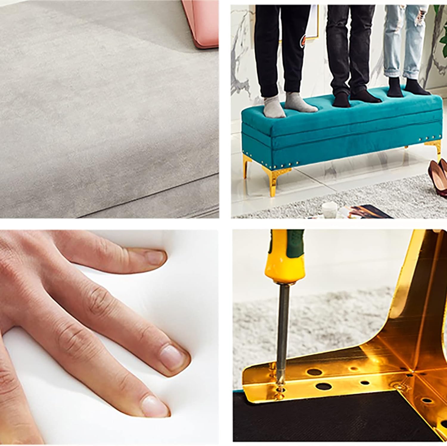 PineCrafts Velvet Settee, Bench & Storage Ottoman - Solid Wood Frame - 1-Year Warranty for Stylish & Practical Home Decor (Yellow)