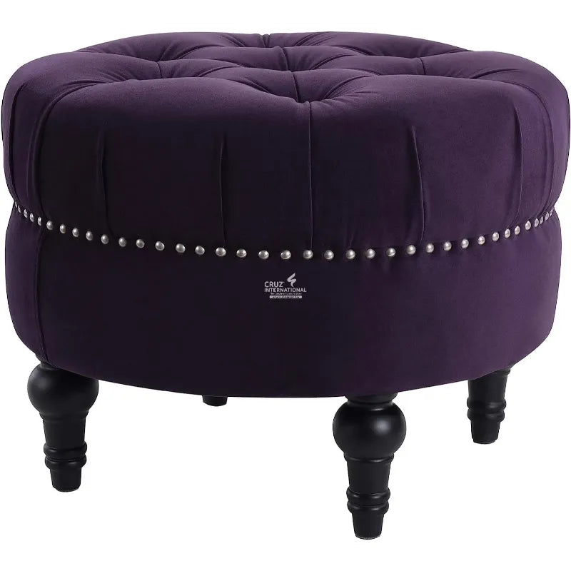 Round Velvet Footstool CRUZ INTERNATIONAL