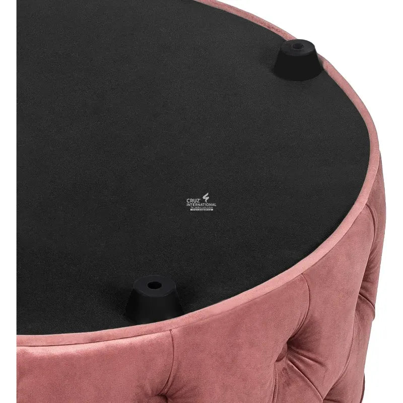 Velvet Wood Circle Ottoman CRUZ INTERNATIONAL