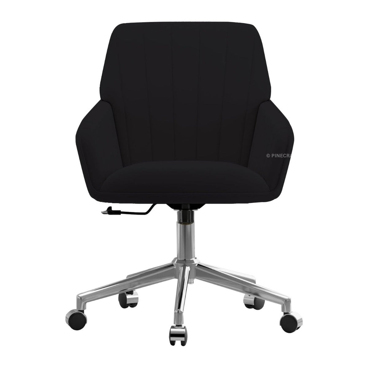 Black office chair with chrome base on a white background