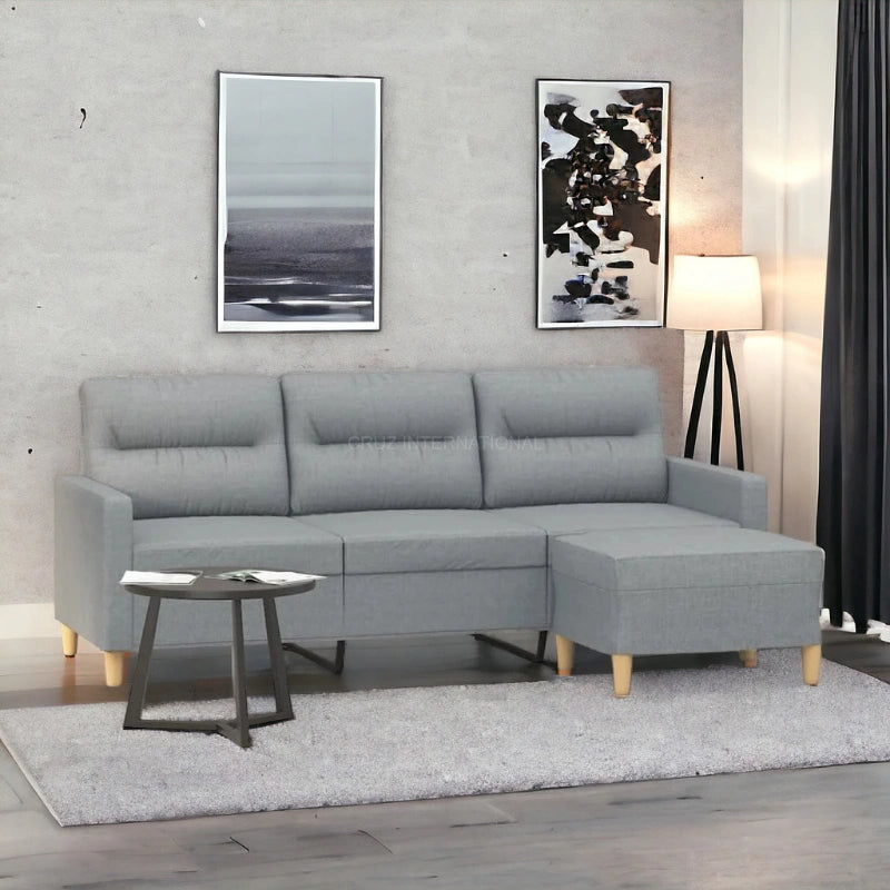 3 Seater L Shape Fabric Sofa for Living Room
