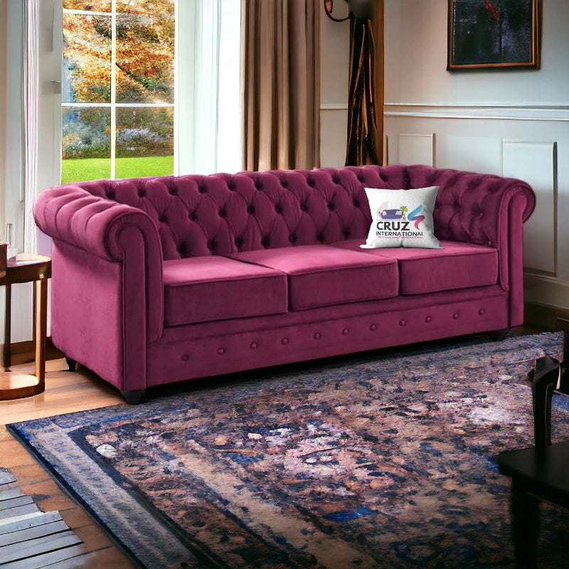 Royal Button Tufted 3 Seater Sofa for Living Room