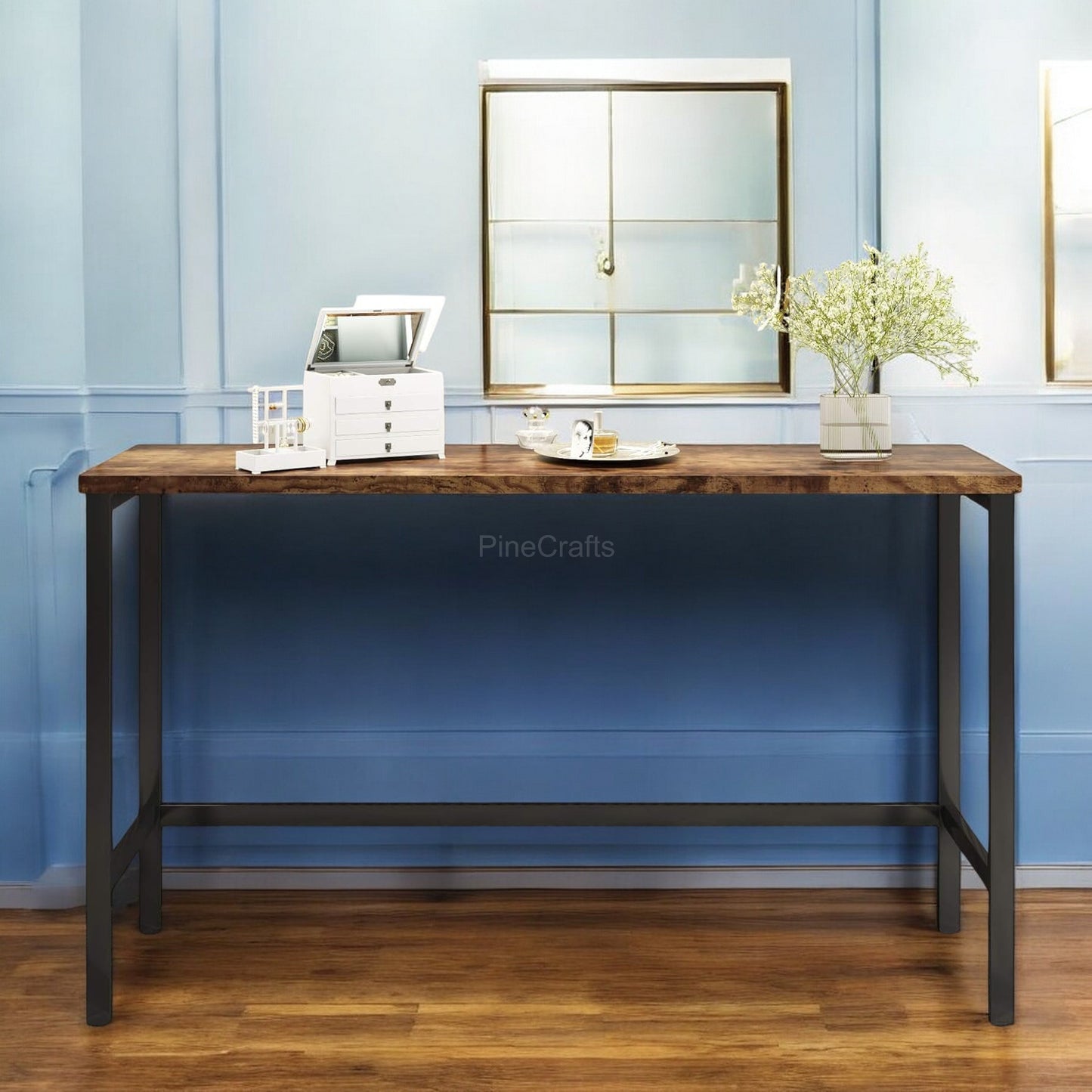 Chic Dining Table with Wooden Stool