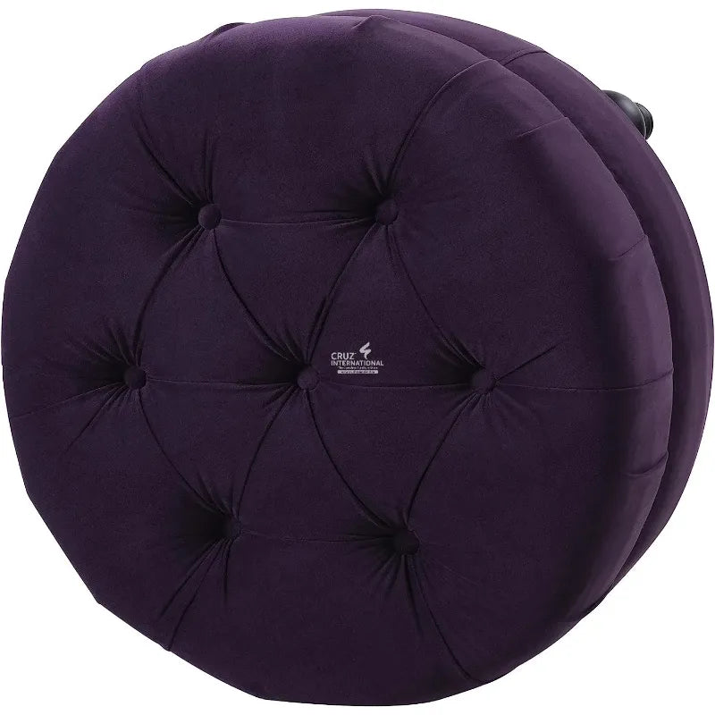 Round Velvet Footstool CRUZ INTERNATIONAL