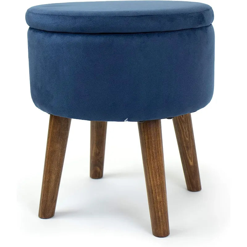 Wooden Velvet Puff Circle Ottoman CRUZ INTERNATIONAL