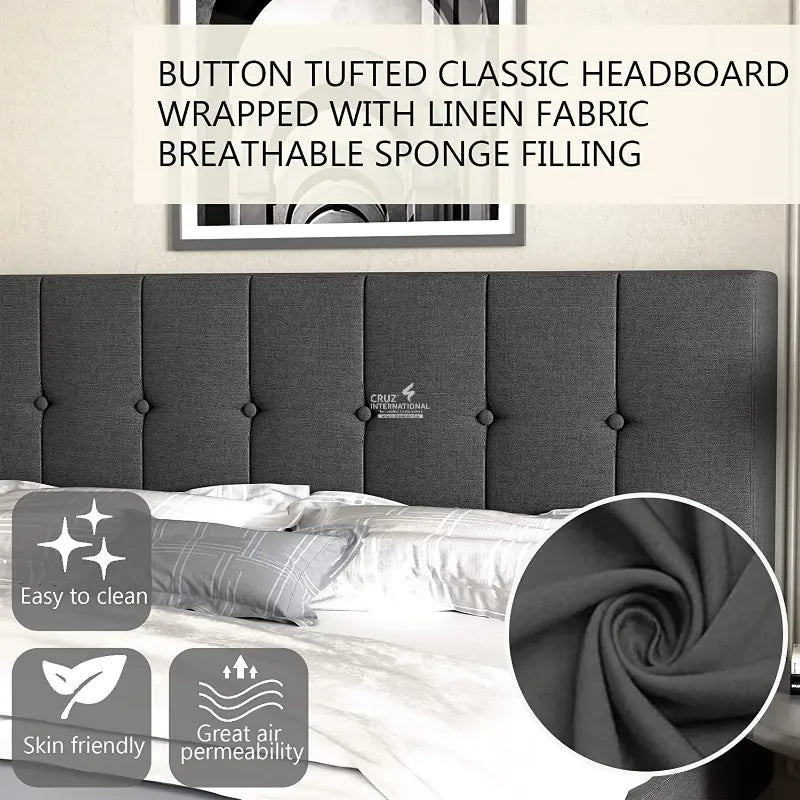 Modern Black Cushion Bed CRUZ INTERNATIONAL