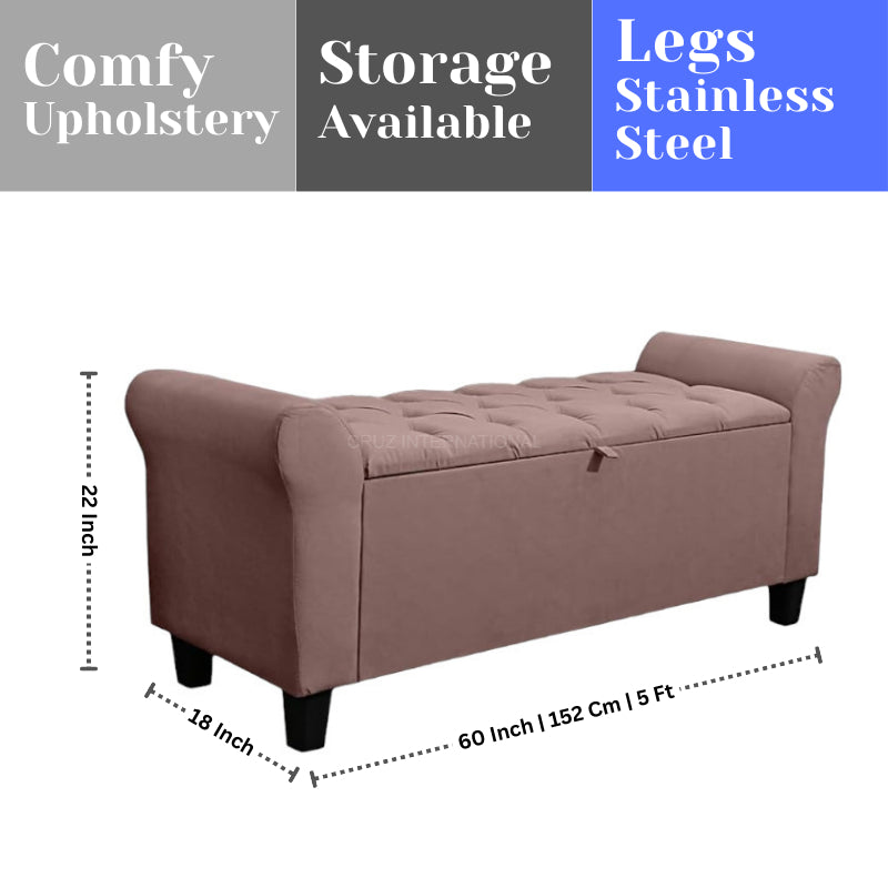 Velvet Fabric Ottoman Bench Couch with storage