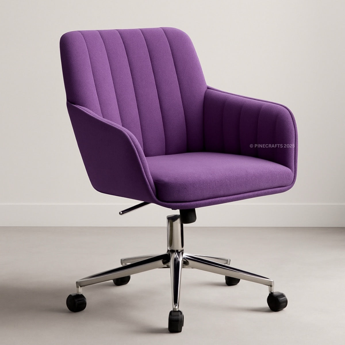 Purple office chair with a ribbed backrest on a light background