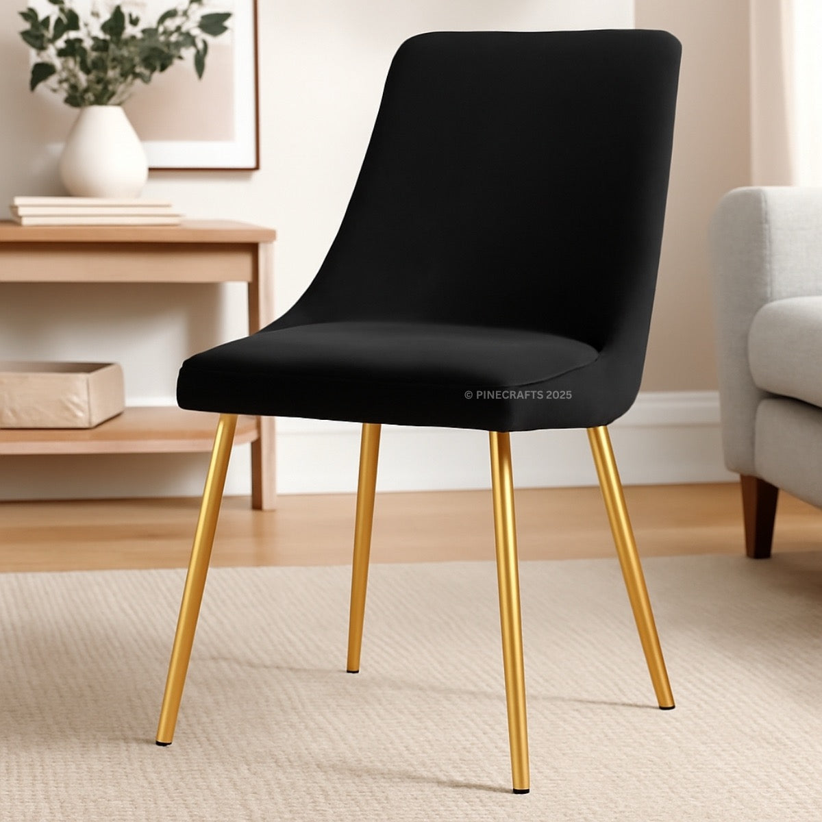 Velvet Cushioned Dining Chair with Stainless Steel Legs
