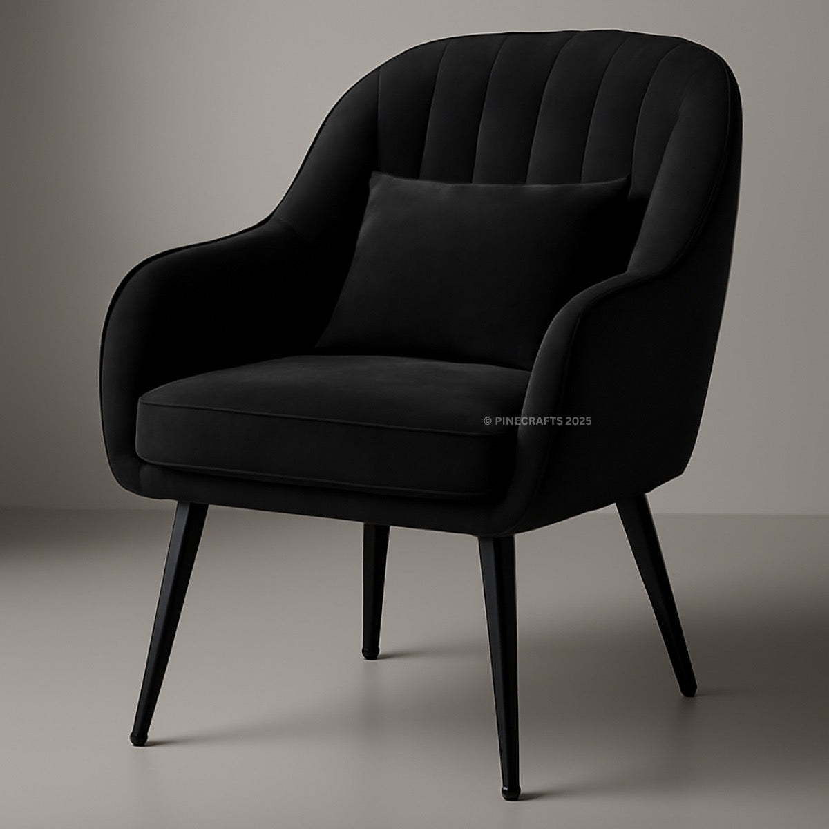 Black armchair on a gray background