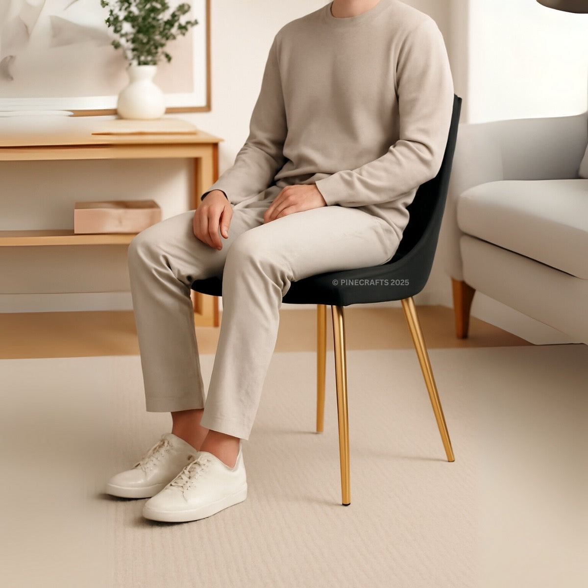 Velvet Cushioned Dining Chair with Stainless Steel Legs