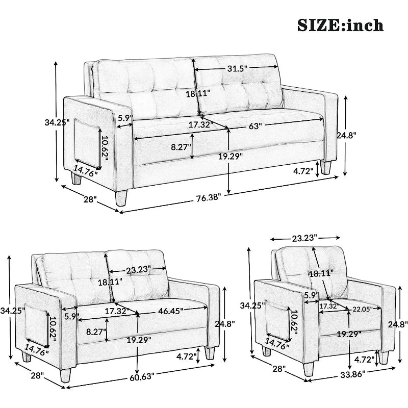 Modern Rafael Sofa Set