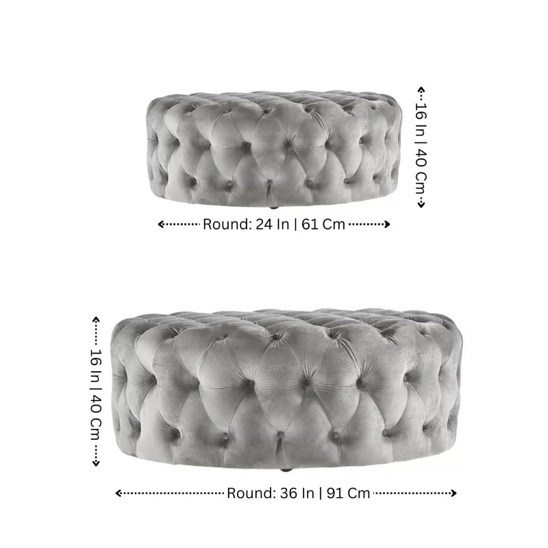 Retro Button Tufted Fabric Ottoman Bench