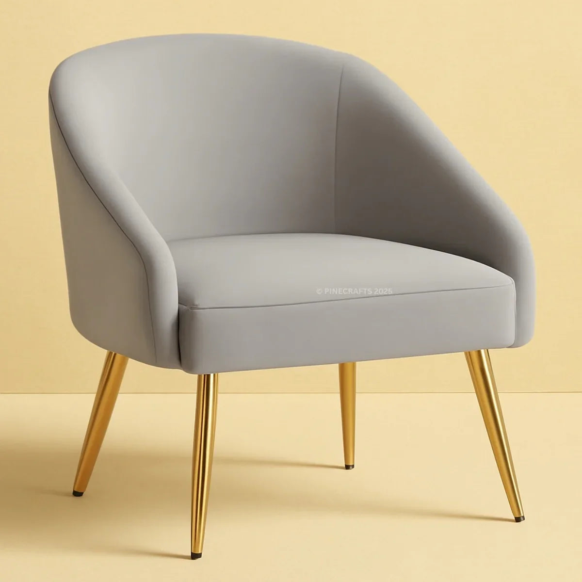 Gray chair with gold legs on a beige background