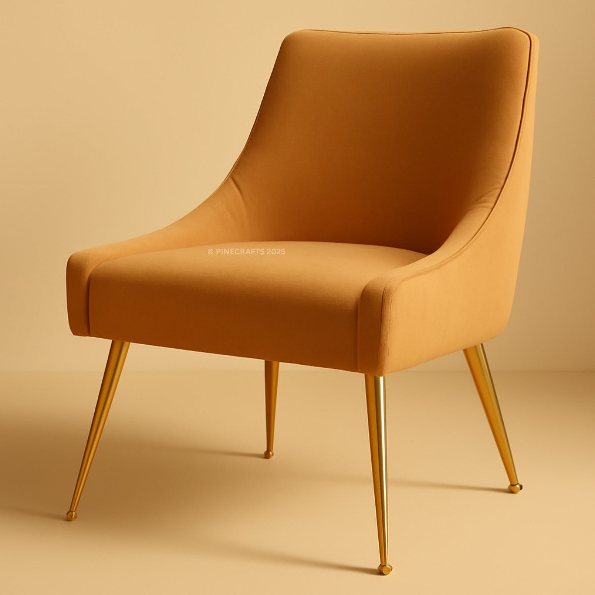 Brown chair with gold legs on a beige background