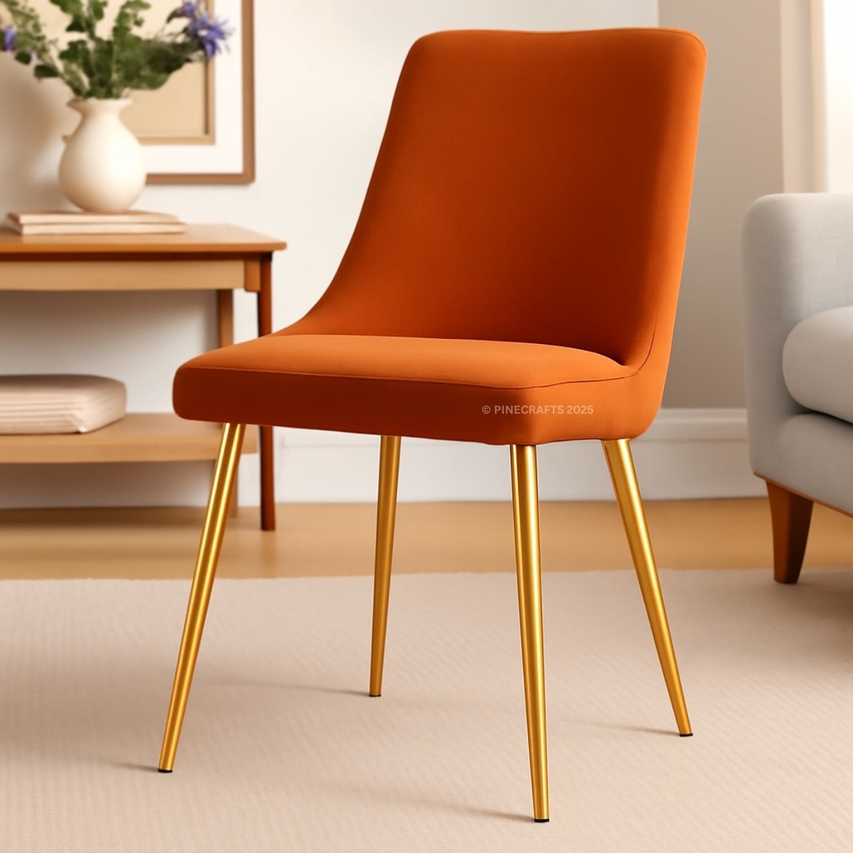 Velvet Cushioned Dining Chair with Stainless Steel Legs