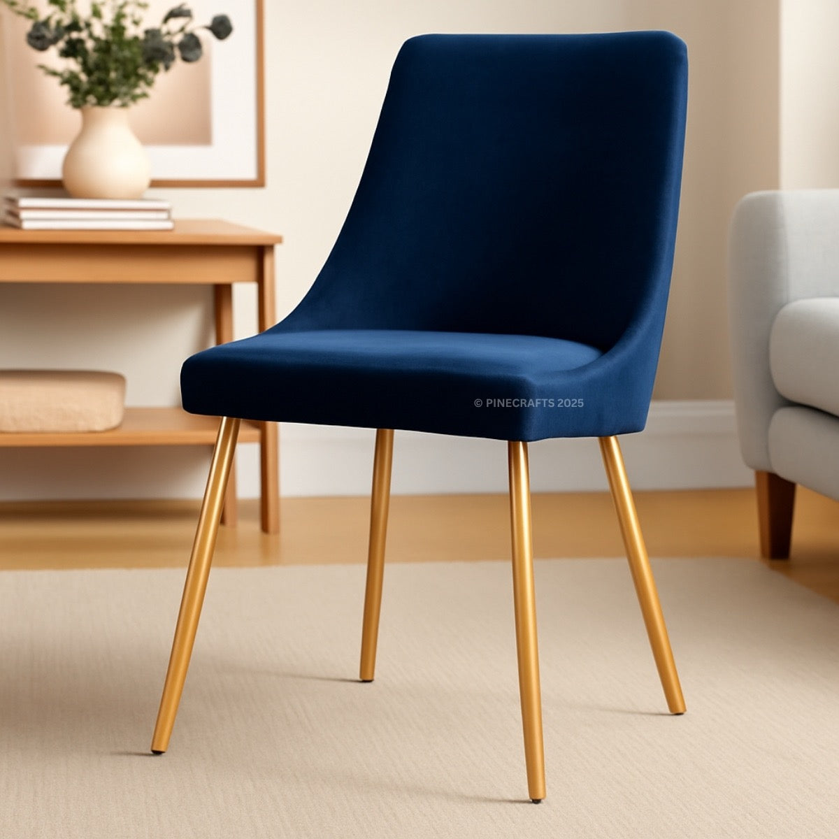 Velvet Cushioned Dining Chair with Stainless Steel Legs