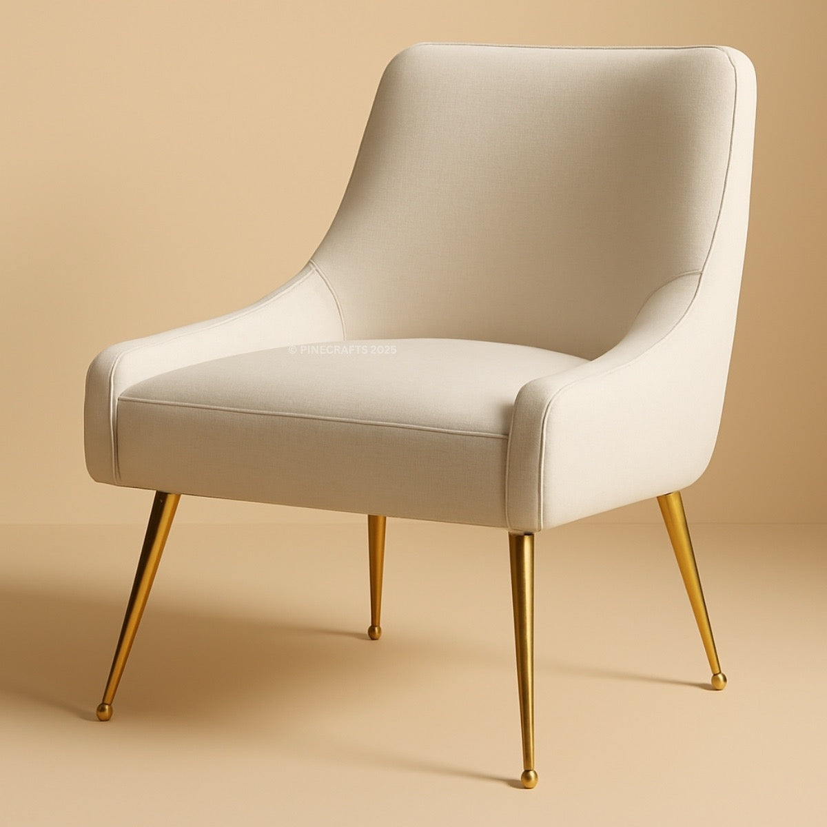 Beige chair with gold legs on a beige background