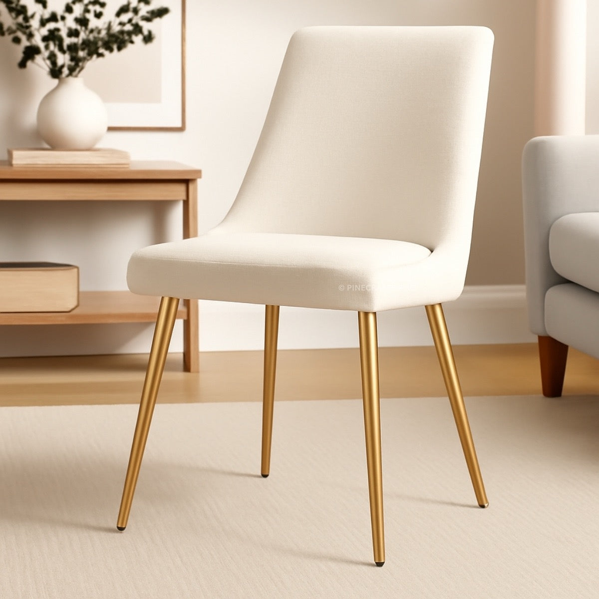 Velvet Cushioned Dining Chair with Stainless Steel Legs